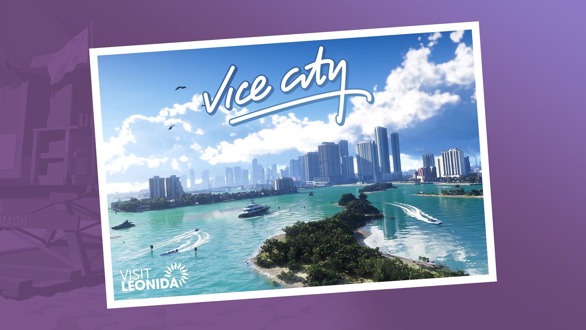 Official Grand Theft Auto VI postcard view of Vice City